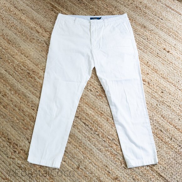 Polo Ralph Lauren Classic Capri Pants 12 White Flat Front 100% Cotton Minimalist - Picture 1 of 12